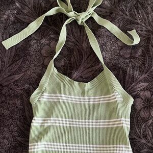 Striped green halter top